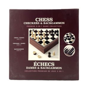 WS Gaming Chess, Checkers, & Backgammon 3-in-1 Board Game Collection / 2 Players