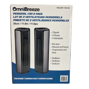 OmniBreeze Personal Fan: 2 Pack / 11.8″