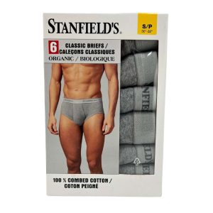 Stanfield’s Men’s Grey Classic Briefs: 6 Pack / Size Small