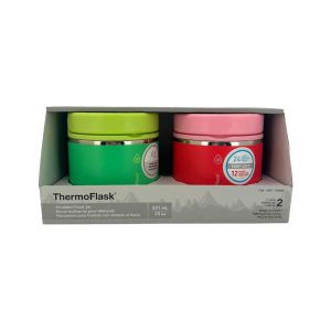 ThermoFlask Pink & Green Insulated Food Jar: 2 Pack / 20 oz