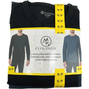 Cloudveil Men’s Black & Grey Long Sleeve Henley Shirt / 2 Pack / Size Small
