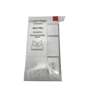 Products Calvin Klein: Girl’s Bralettes / 3 Pack / Pink / Blue / Stripes / Medium **Opened Package**