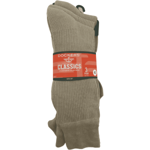 Dockers Men’s Crew Socks / Mid Calf / 3 Pack / Dress Sock / Beige